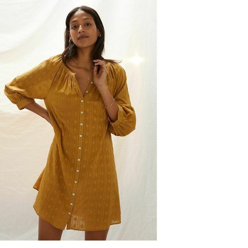 Anthropologie Mustard Midi Dress